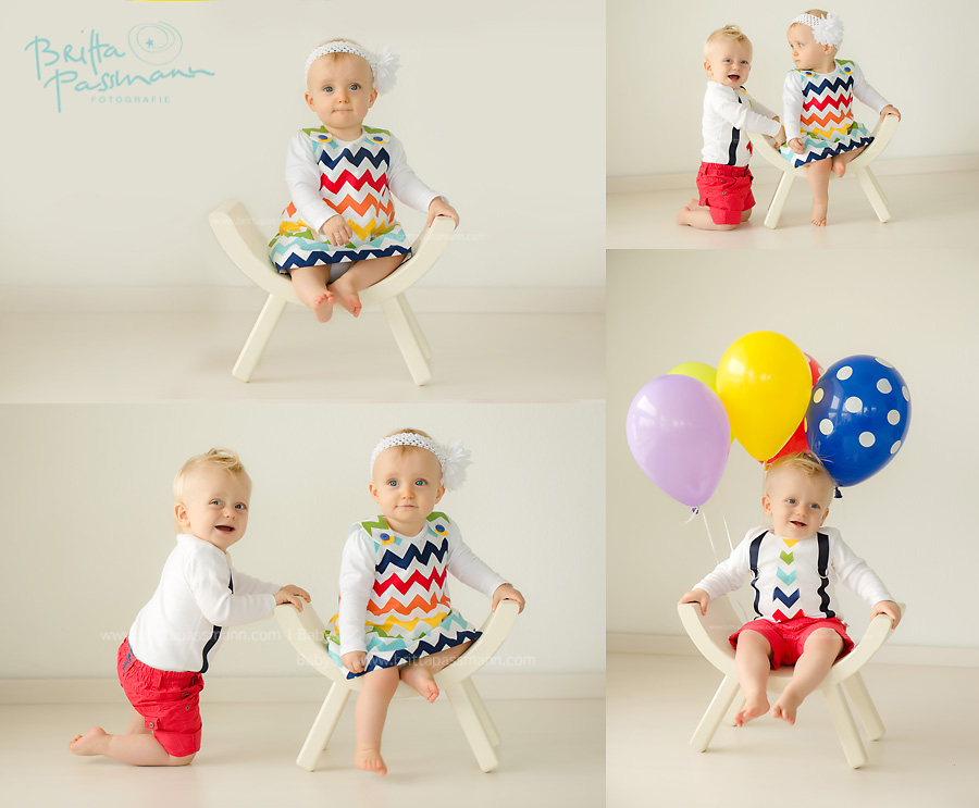 Zwillingsfotos Babyfotos erster geburtstag