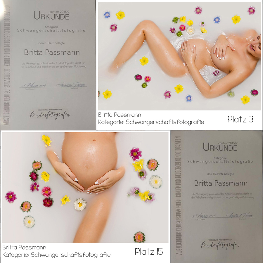 Britta Passmann Urkunde Wettbewerb Kinderfotografen Schwangerschaftsfotoshooting